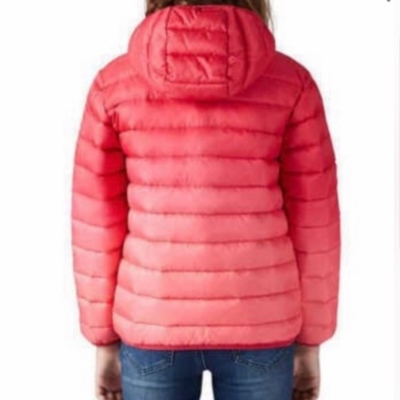 Eddie Bauer Kids Bright Red/Pink Ombré Reversible Puffer Coat M (10-12) - Picture 12 of 13